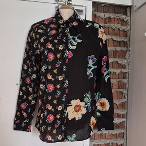 Desigual Floral Button-Up Blouse NWT Size XL Cdn 18 UK